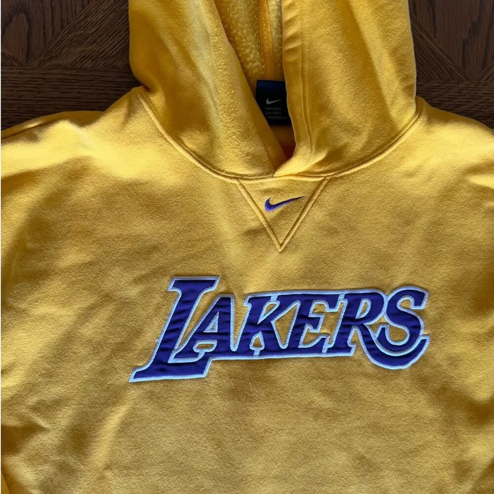 Vintage Nike Team Lakers Hoodie XXL Center Swoosh Embroidered NBA Pullover